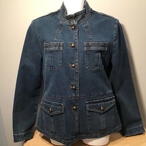 Jacket Medium Stretch Denim 4 Pocket Button Front